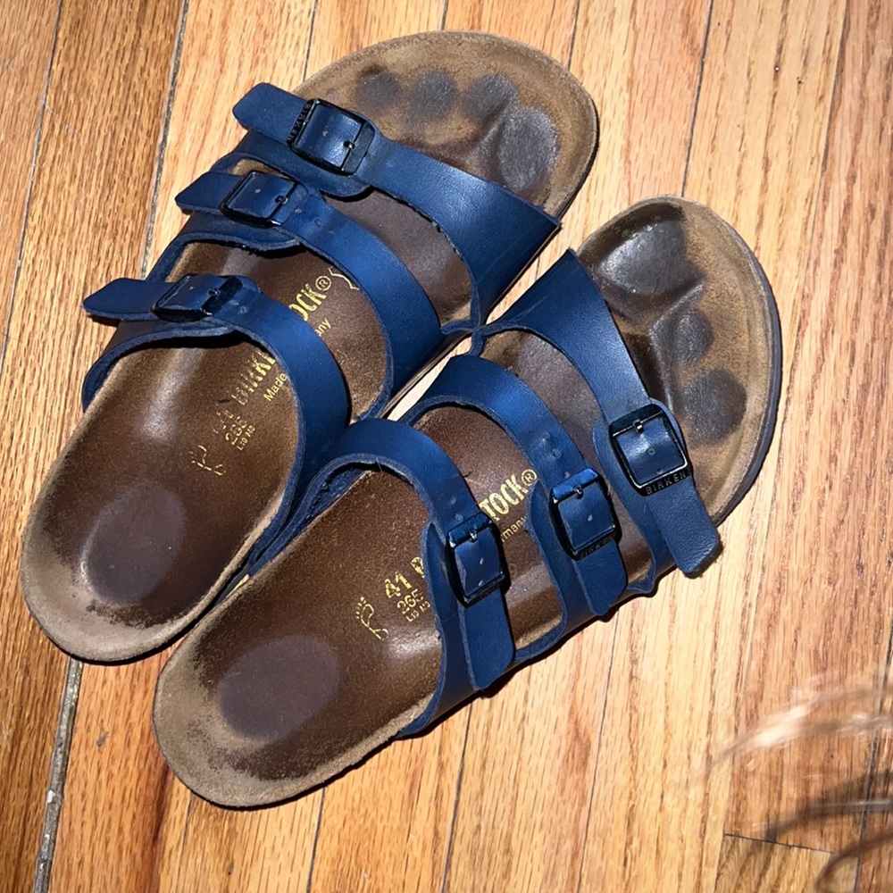 Birkenstock Florida 3 buckle slip on sandals blue regular width 41
